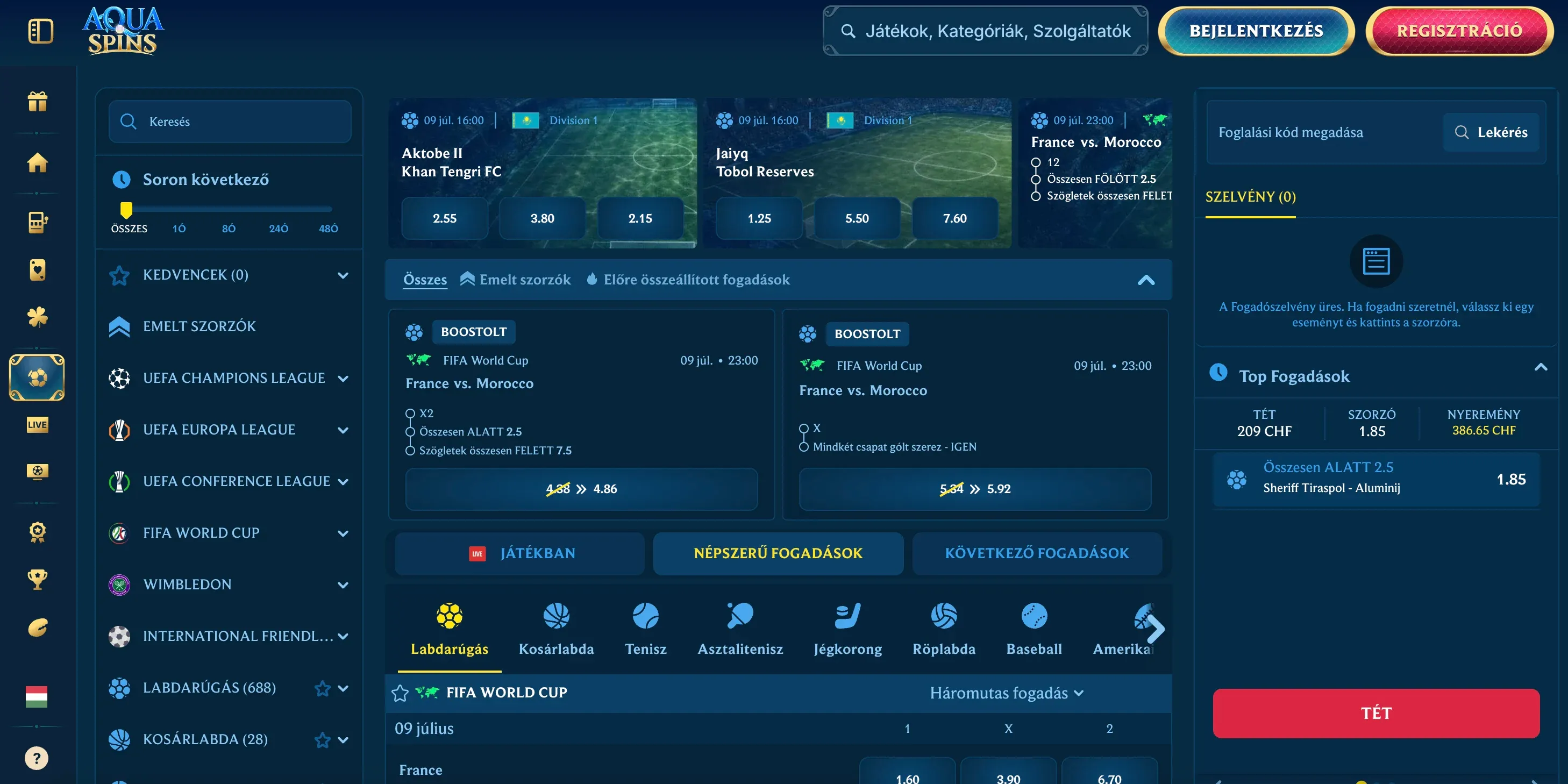 Sportfogadás az AquaSpins